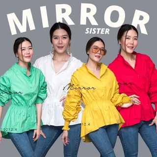 Code : 10212.4 เสื้อสวยไปงาน เสื้อสีแดง เสื้อสีขาว เสื้อเรียบสวย งานป้าย mirrorsister