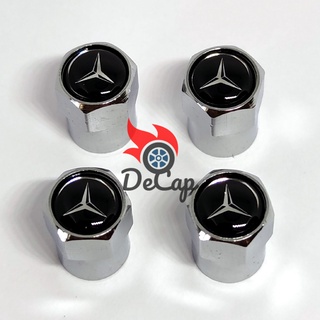 จุกลม ยางรถยนต์ พร้อมโลโก้ เบนซ์ Mercedes Benz 1 ชุด (4 อัน) - Car Tire Valve Caps