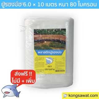 ผ้ายางปูบ่อ พลาสติกปูบ่อ ปูบ่อ LDPE ขนาด 6.0 × 10 เมตร สีใส หนา 0.08 มิล