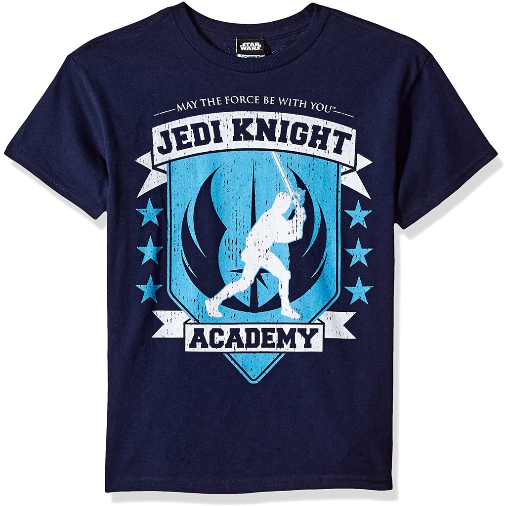 เสื้อยืดสีพื้นผู้ชาย-star-wars-boys-big-jedi-knight-academy-seal-graphic-tee-sale-star-wars-สตาร์-วอร์ส
