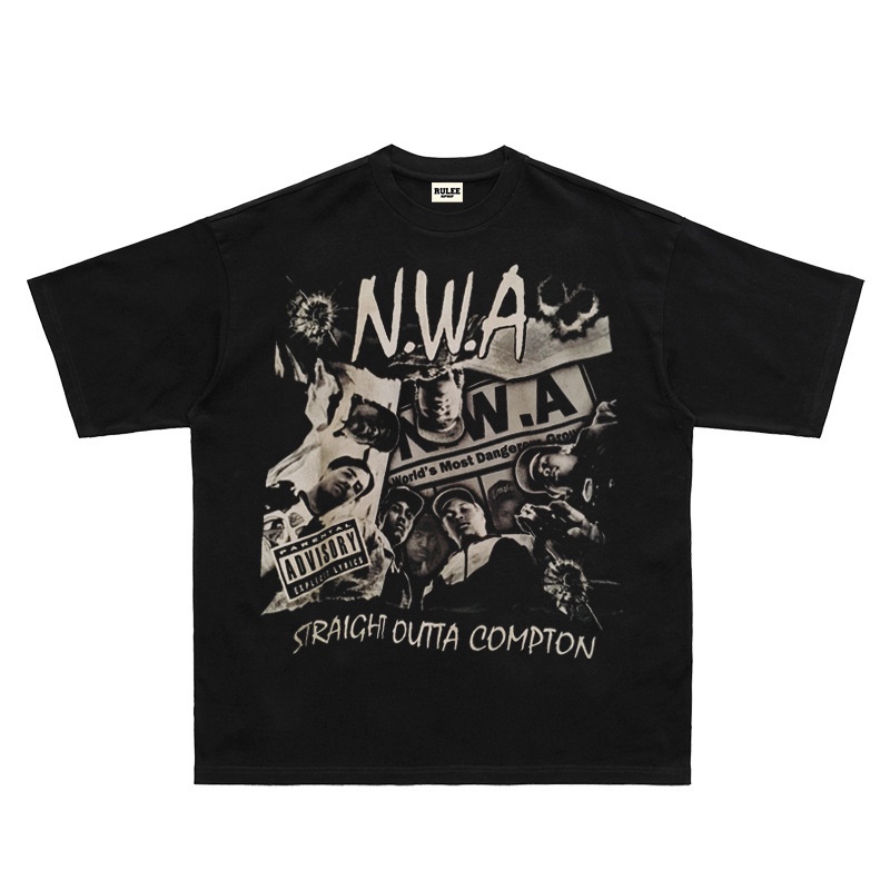เลขที่-w-a-เสื้อยืดลําลอง-แขนสั้น-พิมพ์ลาย-portrait-rap-สไตล์ฮิปฮอป-วินเทจ-ทรงหลวม