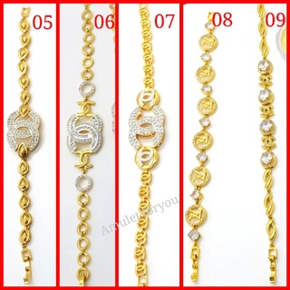 สร้อยข้อมือ Chanel ทอง 18k ฝังเพชร cz แท้(ตัดสายฟรีตามข้อมือ)​