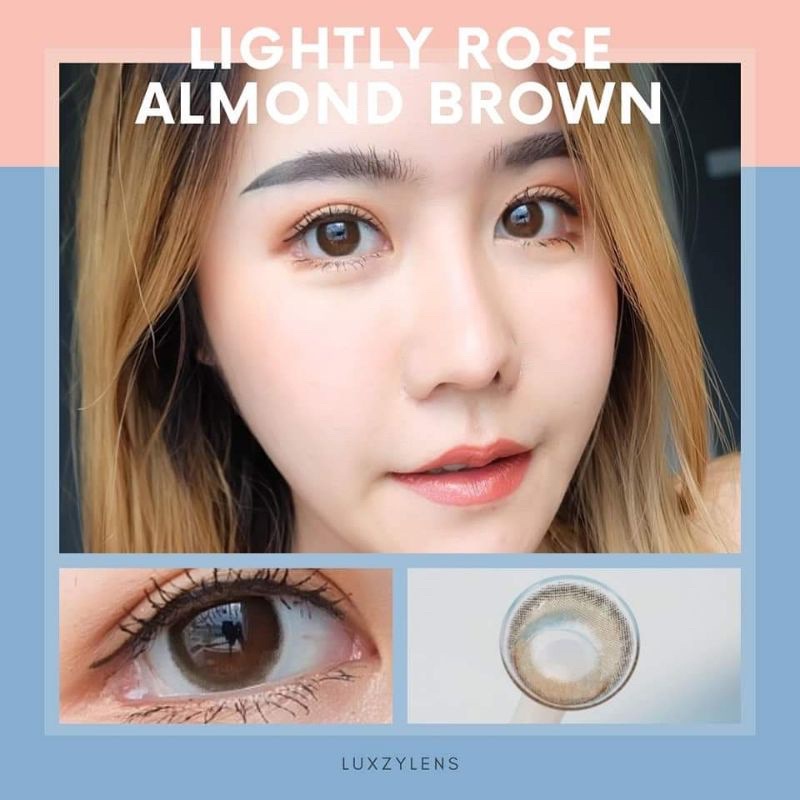 lightlyrosealmondbrownyluxzylensเลนส์แบบดิวอริศราcontactlensขนาดเท่าตา