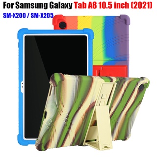 เคสแท็บเล็ต ซิลิโคนนิ่ม พร้อมขาตั้ง ปรับได้ สําหรับ Samsung Galaxy Tab A8 10.5 (2021) SM-X200 SM-X205