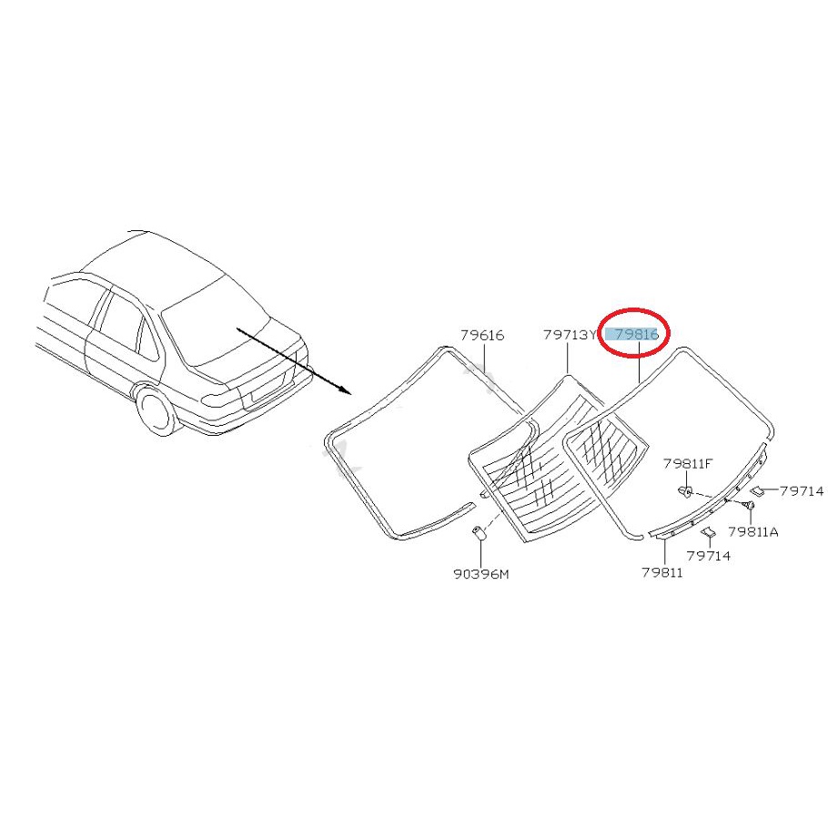 ยางขอบกระจกหลัง-คิ้วกระจกบังลมหลัง-คิ้วกระจกหลัง-นิสสัน-ซันนี่-บี14-nissan-sunny-sanny-b14-1994-2000-doctor-car
