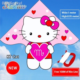 [Free 100m Kites Line] Sizkuu Children Kites Funny Face Kite Fluttering Kites Doraemon Kites & Kitty Kites With 100 Mete