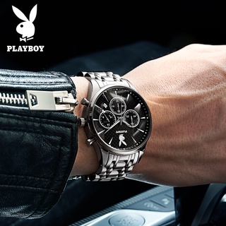 PLAYBOY นาฬิกาข้อมือควอตซ์ สายสเตนเลส กันน้ำ สำหรับผู้ชาย img 2