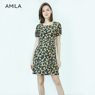 AMILA Dress AM-D908 พีชสกิน IGPU21-3