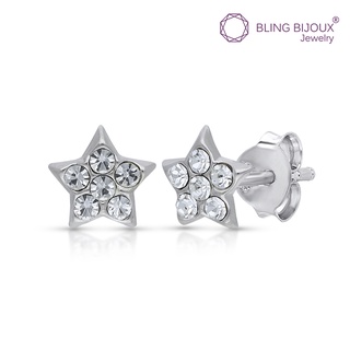 Bling Bijoux ต่างหูเงินแท้ 925 แบบก้าน Minimal Style รูปดาว ตกแต่งด้วย Crystal เรียบหรู ดูมีไสตล์ ใส่ได้ทุกวัน