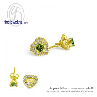 Finejewelthai-ต่างหูเพอริดอท-ต่างหู-พลอยประจำเดือนเกิด-Peridot-Silver-Earring-Birthstone-E1082pd00 (เลือกสีตัวเรือนได้)