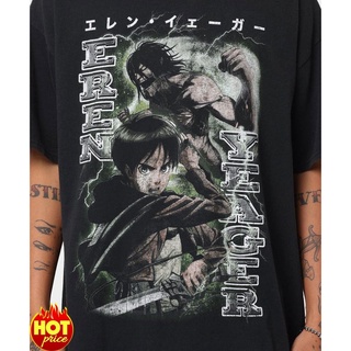 เสื้อยืดวินเทจเสื้อยืด ทรงหลวม พิมพ์ลายกราฟฟิค Attack on Titan Juvenile Eren Jaeger สไตล์ญี่ปุ่น แฟชั่นฮาราจูกุ สําหรับผ