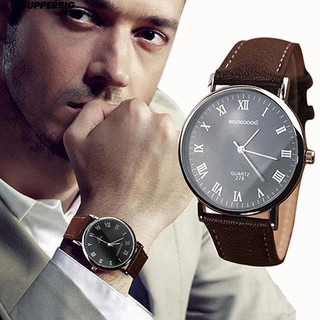 สินค้า ชายชาวโรมันตัวเลขโทรนาฬิกาหนัง Faux ธุรกิจข้อมือนาฬิกาข้อมือ
