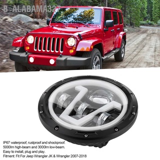 B_Alabama327 ไฟหน้า Led Ip67 ทรงกลม 7 นิ้ว กันน้ํา สีขาว สีเหลือง สําหรับ Jeep Wrangler Jk 07-18