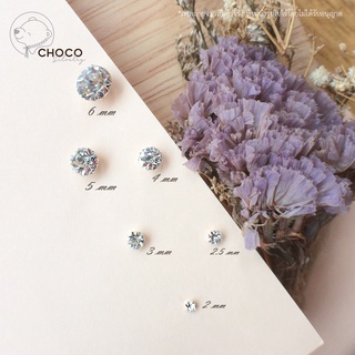 ราคาและรีวิว(S925) ต่างหูเงินแท้ ต่างหูเพชร CZ ตุ้มหูเงินแท้ Sterling silver stud earrings