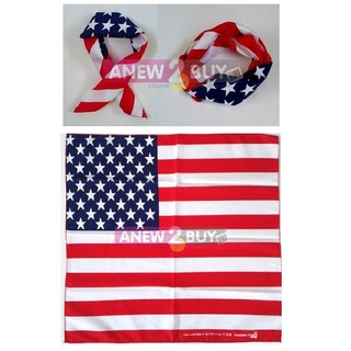 ผ้าลายธงชาติอเมริกา ใช้พันคอหรือโพกหัวได้ (Bandana American Flag Scarf)