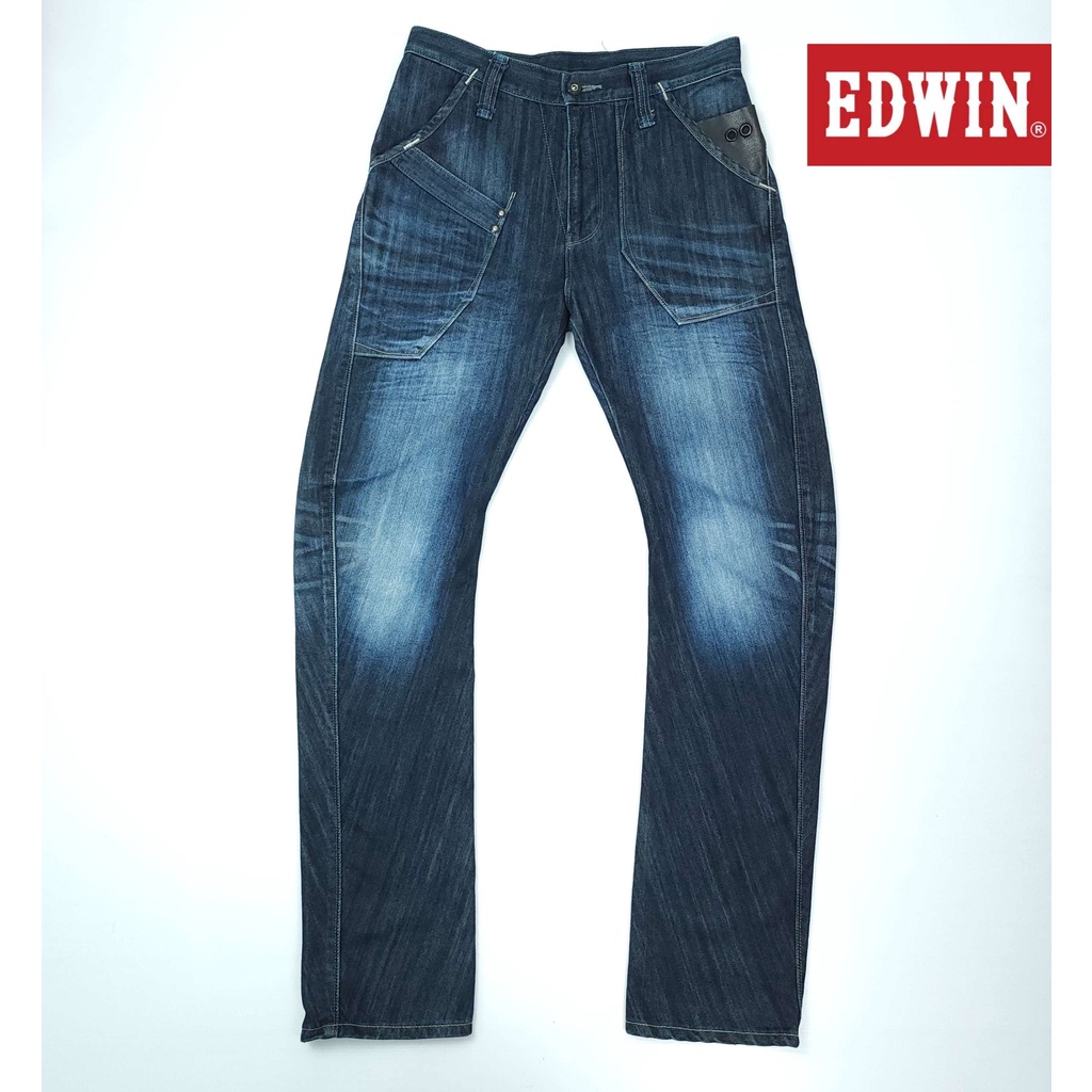 ยีนส์-edwin-e-function-slim-เอว-32-สีเข้ม-ผ้าด้าน-ขากระบอกเล็ก