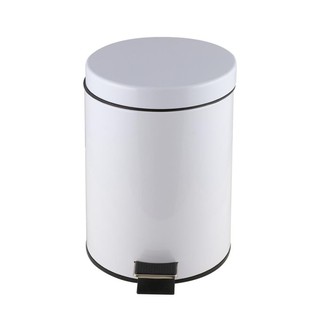 ถังขยะเหล็ก ทรงกลม รุ่น SK02001B-1-004 ขนาด 20.5x28x20.5 ซม. 5 ลิตร สีขาว ถังขยะเหยียบมีฝาเปิด ถังขยะภายในบ้าน