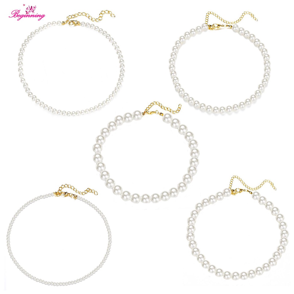 beginning-เครื่องประดับผู้หญิงสร้อยคอโชคเกอร์ไข่มุกเทียมสวยหรู