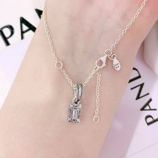 Pandora สร้อยคอเงิน 925 จี้ทรงสี่เหลี่ยม p804