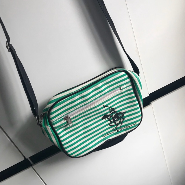 Polo cross body bag กระเป๋าสะพายข้าง สีเขียว Shopee Thailand