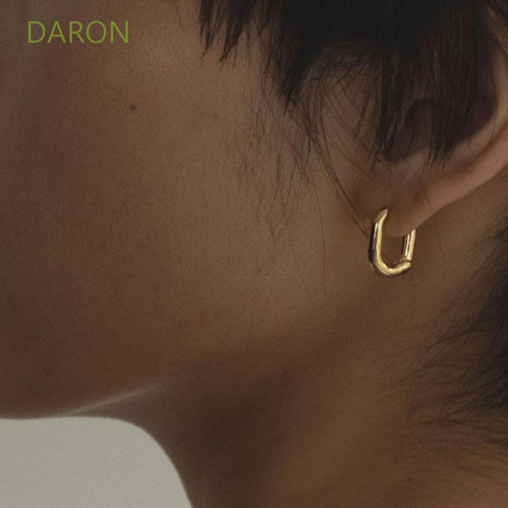 daron-เครื่องประดับต่างหูห่วงวงกลมชุบเงินสไตล์วินเทจเรียบง่ายสําหรับผู้ชายผู้หญิง