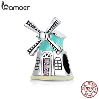 bamoer Genuine  Silver Windmill Colorful Charm for Original Silver Beads Bracelet &amp; Bangle DIY Accessory  SCC1739