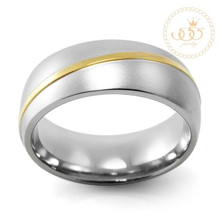 555jewelry แหวนดีไซน์สวยงาม รุ่น MNC-R502  (Steel/Yellow Gold) [R7]