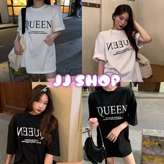 JJ Shop​💜​พร้อมส่ง เสื้อแขนสั้นคอกลม สีขาวดำ ลาย Queen น่ารักมาก "DX-Queen-216"  03