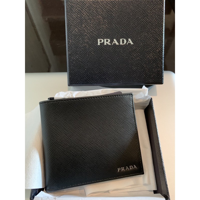 NWT PRADA Tessuto Nero Nylon and Saffiano Leather Bifold Wallet