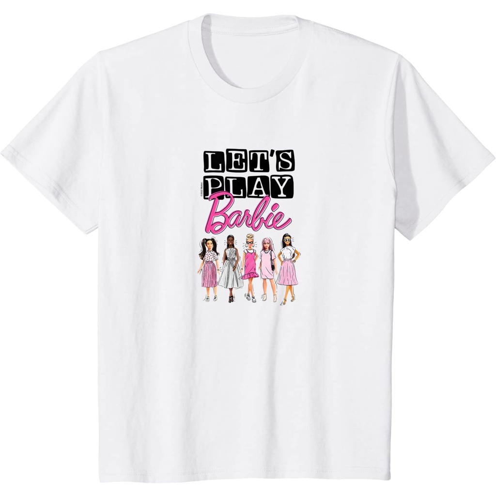 เสื้อยืดผ้าฝ้ายพรีเมี่ยม-เสื้อยืด-พิมพ์ลาย-barbie-lets-play-barbie-สําหรับตุ๊กตาบาร์บี้