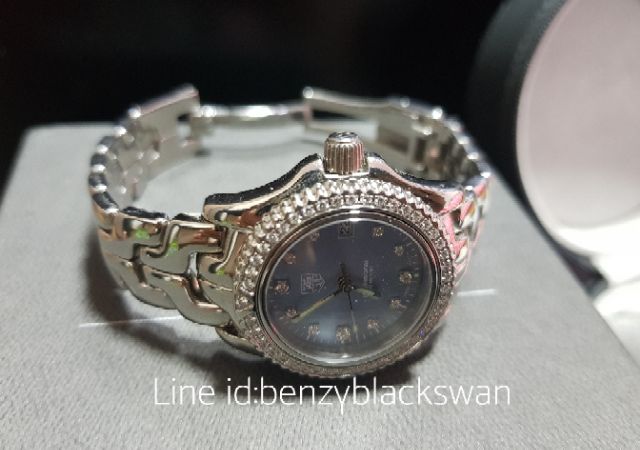 used-tag-heuer-link-lady-size-หน้าปัดมุกฟ้า-หลักเพชรล้อมเพชรของแท้