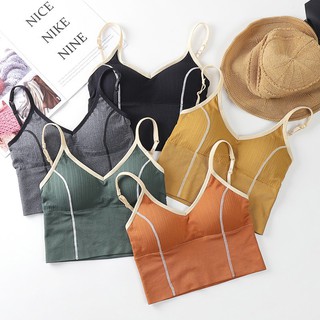 สินค้าพร้อมส่งจากไทย💥Angle Bra 💥 (A689)  เสื้อครอป ท็อปครึ่งตัว สายเดี่ยวฟองน้ำถอดได้ สายปรับระดับได้