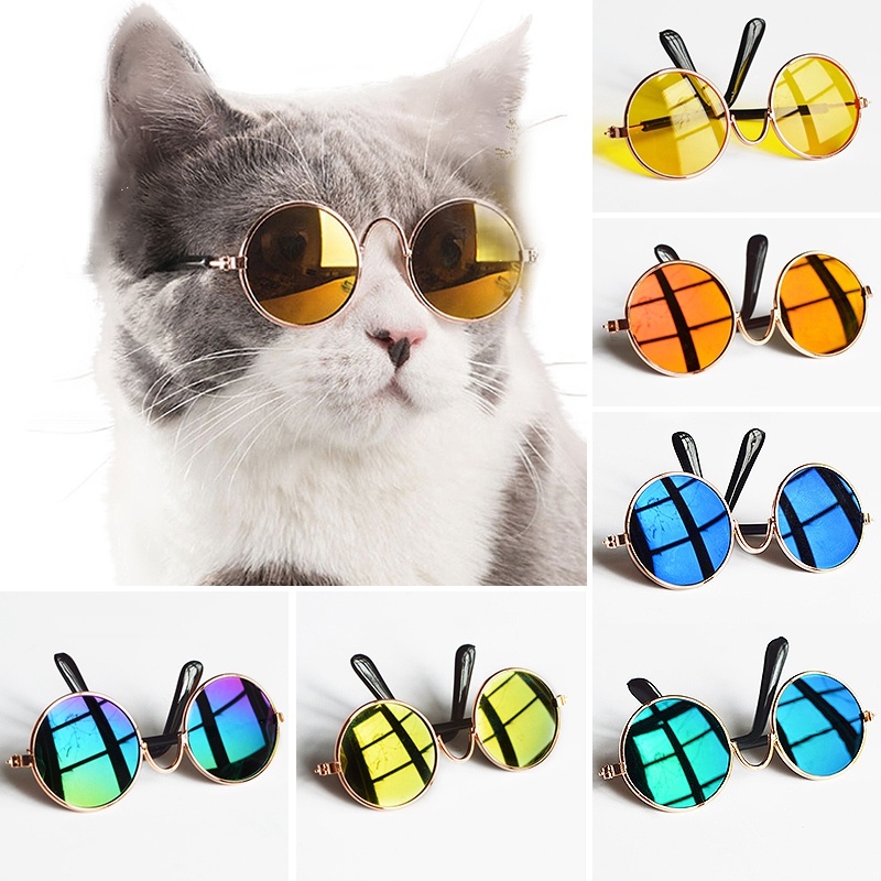 ภาพหน้าปกสินค้าแว่นกลม วินเทจ สำหรับน้องแมวและน้องหมาสไตล์น่ารัก เท่ มี40สี