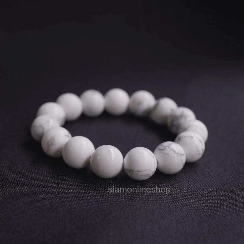 HOWLITE หินฮาวไลท์ เลือกขนาดเม็ดหินได้ (4-14 มม.) หินแห่งความใจเย็น สร้อยข้อมือหินแท้ https://wayoza.com