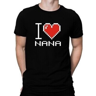 เสื้อยืดผู้ชาย เสื้อยืดผ้าฝ้าย พิมพ์ลาย I love Nana Pixelada S-5XL