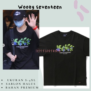 เสื้อยืดผ้าฝ้ายCOTTON เสื้อยืด พิมพ์ลายมงกุฎ Woozy Seventeen Berry World ด้านหน้า และด้านหลังS-5XL