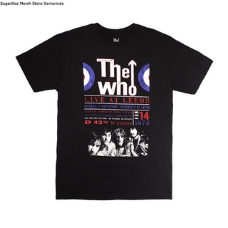 คอลูกเรือเสื้อยืดคอกลมเสื้อยืด พิมพ์ลายวง The WHO LIVE AT LEEDS 70 - Mผ้าฝ้ายแท้