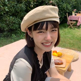 เช็ครีวิวสินค้าหมวกเบเร่ต์ สีพื้น สไตล์วินเทจญี่ปุ่น สำหรับผู้หญิง