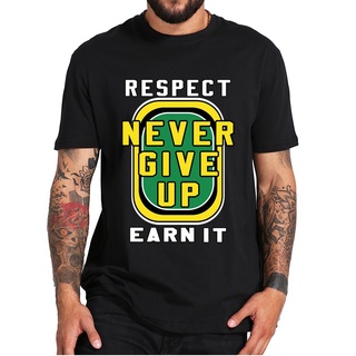 เสื้อยืดผ้าฝ้ายเสื้อยืดแขนสั้น พิมพ์ลายมวยปล้ํา John-Cena Never Give Up Respect Earn It Clic สไตล์เกาหลี สําหรับผู้ชายL