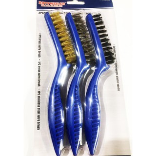 3 ชิ้น/เซ็ต Multi-Purpose Cleaning Brush Set Wire Brush Set - Nylon, Brass and Stainless ชุดแปรงขัด ขัดโลหะ T0663