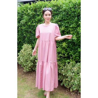 ChubbyShop [พร้อมส่ง] chubby classy dress เดรสยาวสีพื้นผ้าไหมอิตาลี