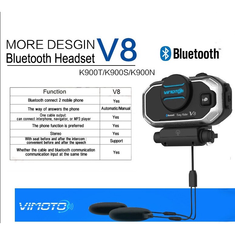Vimoto V6 V8 บูลทูธติดหมวกกันน็อค Helmet Bluetooth Headset microphone ...