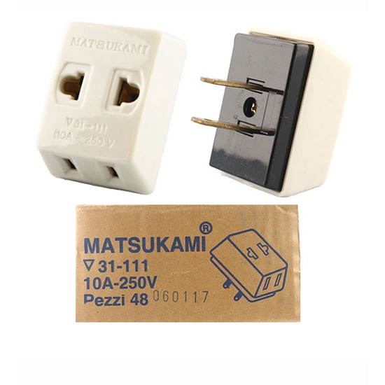 รูปภาพสินค้าแรกของ️ราคาส่ง 11.- ️ Matsukami ปลั๊กสามตา 2 ขาแบน สีครีม 10A 250V