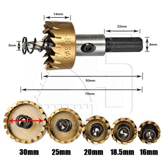 ภาพขนาดย่อของภาพหน้าปกสินค้าInnTech ดอกสว่าน โฮลซอเจาะเหล็ก อลูมิเนียม M2 HSS 6542 เคลือบ ไทเทเนี่ยม 5 ชิ้น ดอกเจาะโฮลซอว์ Hole Saw ขนาด 16-30 mm จากร้าน smarttools บน Shopee ภาพที่ 4