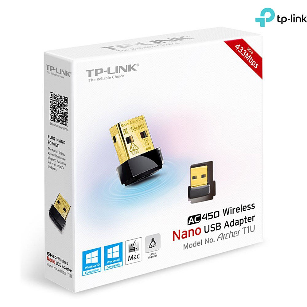 TP-LINK (ยูเอสบีไวไฟ) WIRELESS ADAPTER USB (ARCHER T1U) AC450 NANO รับ ...