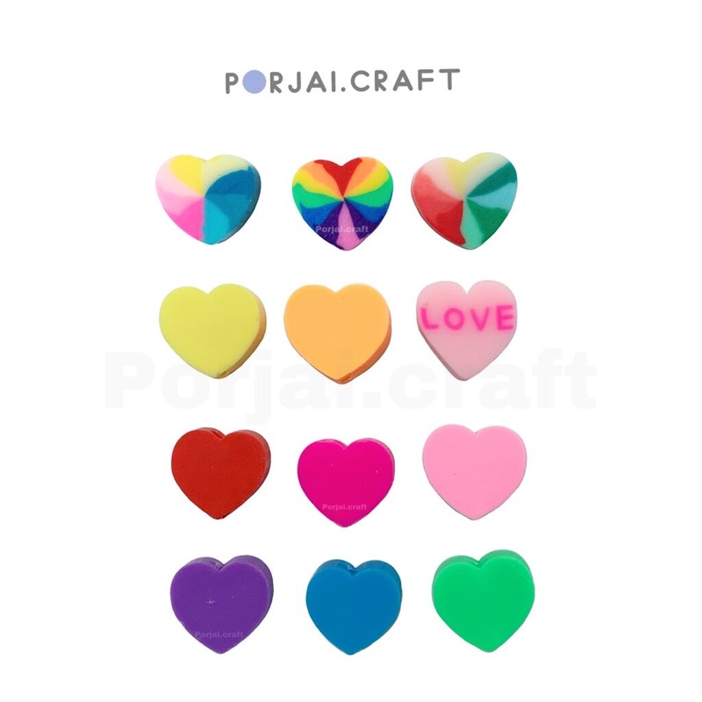 ภาพหน้าปกสินค้าลูกปัดหัวใจ Polymer heart beads 10mm จากร้าน porjai.craft บน Shopee