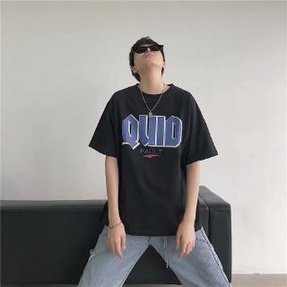 ตัวอักษรพิมพ์แขนสั้นเสื้อยืดวินเทจความรู้สึกน้อยผู้ชายและผู้หญิงอินเทรนด์สุทธิสีแดงหลวมคู่เกาหลี