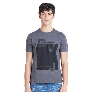 DAVIE JONES เสื้อยืดพิมพ์ลาย สีเทา Graphic Print T-Shirt in grey LG0011CD