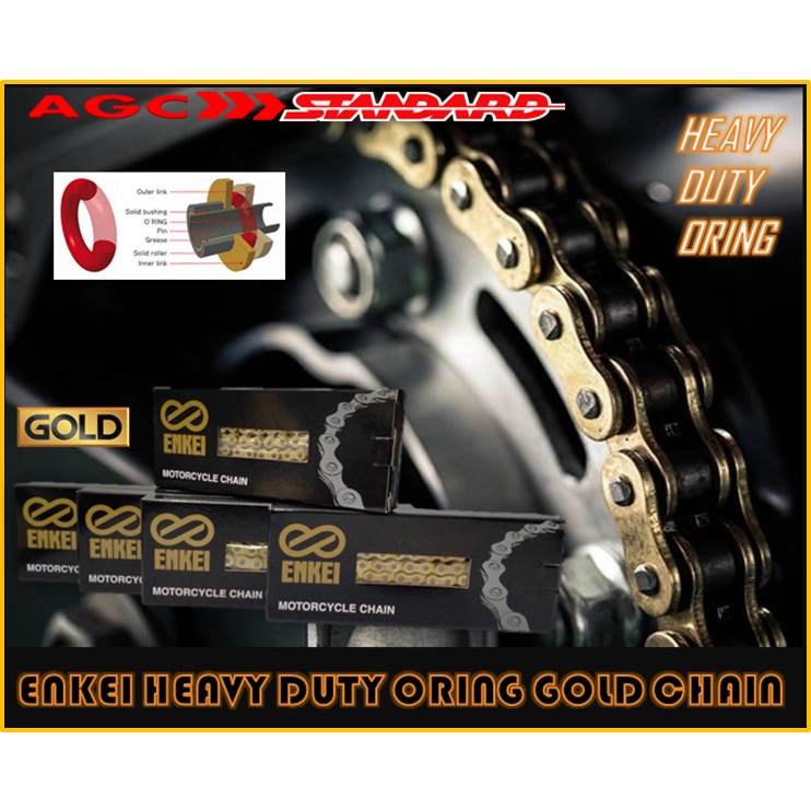 Enkei GOLD PLUS O RING ROLLER CHAIN 415 / 428 / 520 HEAVY DUTY DURABLE