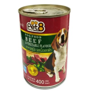 Pet 8 อาหารเปียกสุนัข รสเนื้อและผัก 400 กรัม